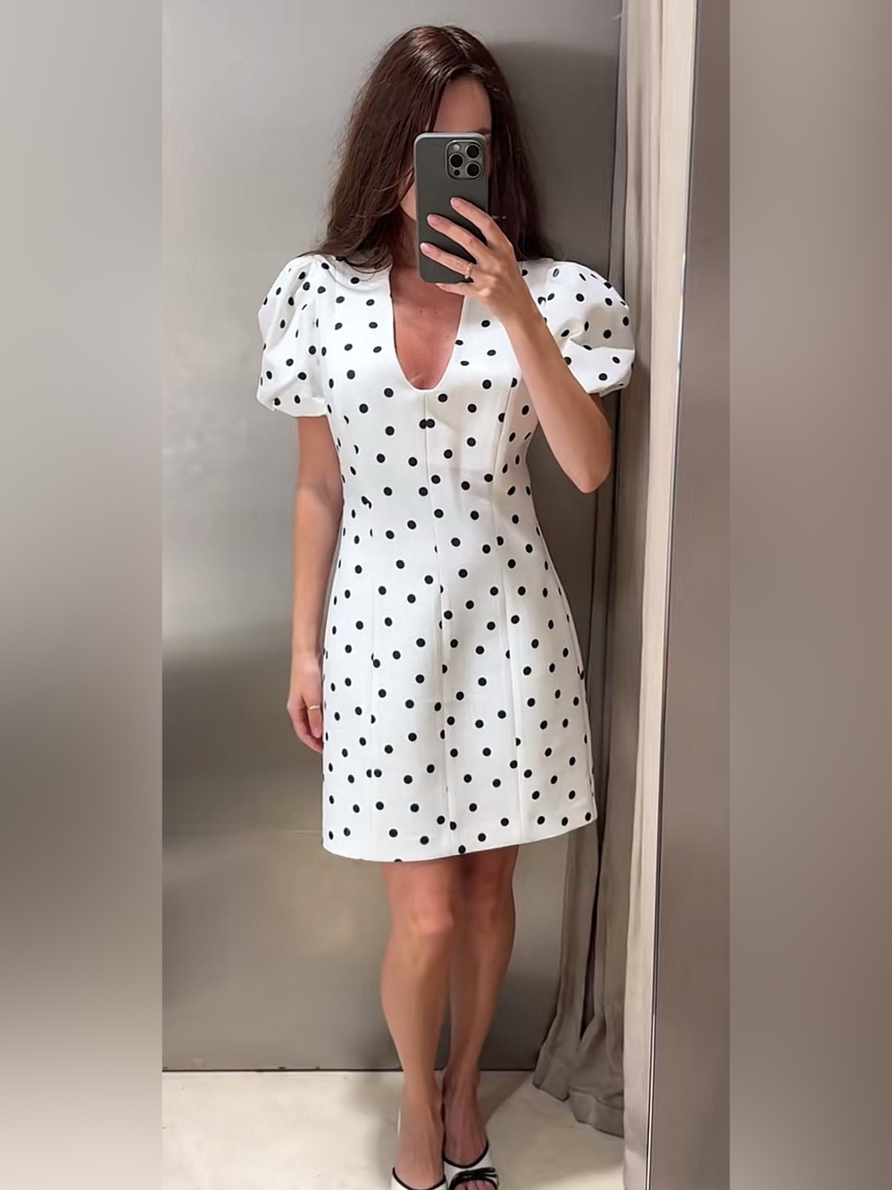 Zara Puff Sleeves Polka Dot Short Dress - Picture 9 of 17